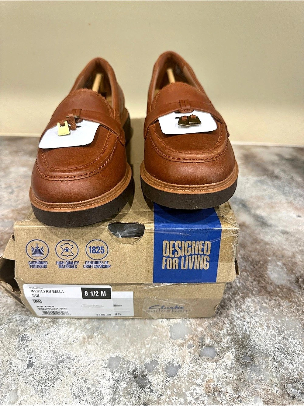 Clarks Westlynn Bella Leather Loafers Brown US 8.5 M NWT